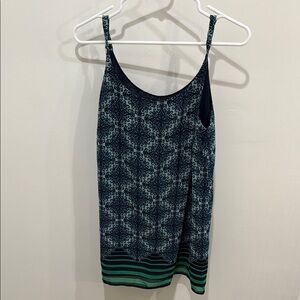 CAbi Patterned Blue and Green Women's Top